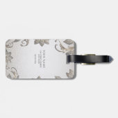 Silver Gold Floral Luggage Tag Gepäckanhänger (Rückseite horizontal)