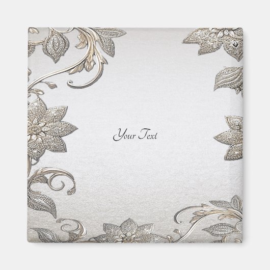 Silver Gold Floral Magnet (Vorne)