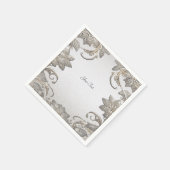 Silver Gold Floral Napkins Serviette (Ecke)