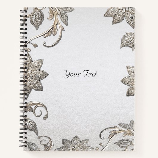Silver Gold Floral Notebook Notizblock (Vorderseite)