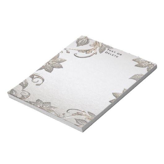 Silver Gold Floral Notepad Notizblock (Rotiert)