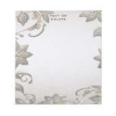 Silver Gold Floral Notepad Notizblock (Vorderseite)