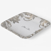 Silver Gold Floral Paper Plate Pappteller (Gewinkelt)
