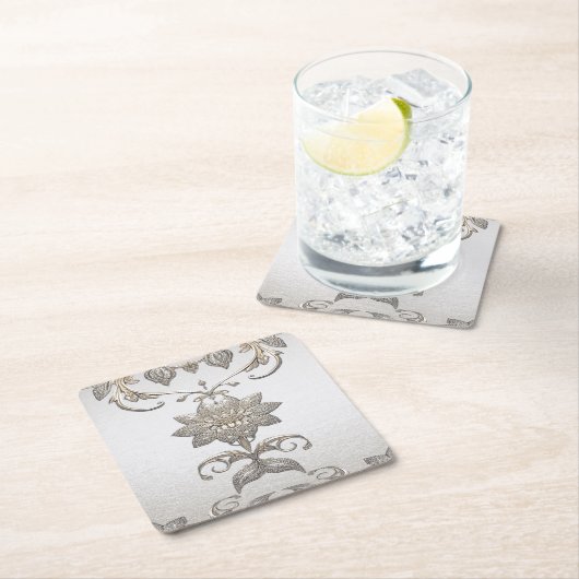 Silver Gold Floral Paper Untersetzer (Vor Ort)