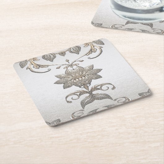 Silver Gold Floral Paper Untersetzer (angewinkelt)