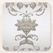 Silver Gold Floral Paper Untersetzer (Vorderseite)