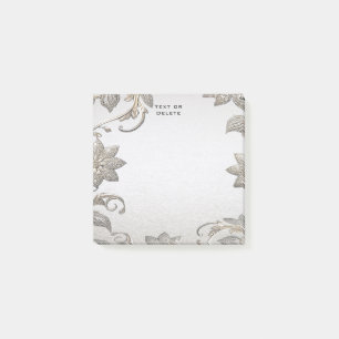 Silver Gold Floral Post It Notes Post-it Klebezettel