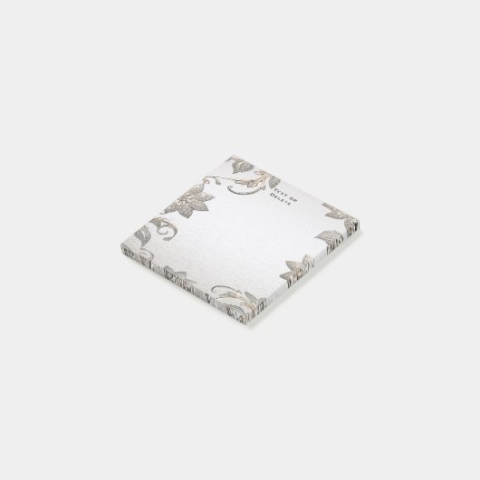 Silver Gold Floral Post It Notes Post-it Klebezettel (angewinkelt)