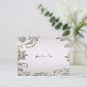 Silver Gold Floral Postcard Postkarte (Stehend Vorderseite)