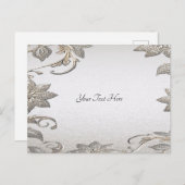 Silver Gold Floral Postcard Postkarte (Vorne/Hinten)
