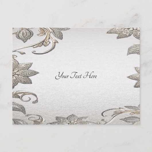 Silver Gold Floral Postcard Postkarte (Vorderseite)