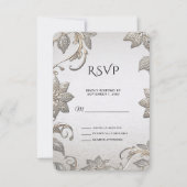 Silver Gold Floral RSVP Card (Vorderseite)