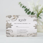 Silver Gold Floral RSVP Card Karte (Stehend Vorderseite)