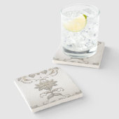 Silver Gold Floral Stone Untersetzer (Seitenansicht)