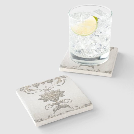 Silver Gold Floral Stone Untersetzer (Seitenansicht)