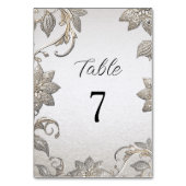 Silver Gold Floral Tischnummer (Vorderseite)