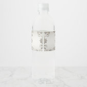 Silver Gold Floral Water Flasche Wasserflaschenetikett (Rückseite)