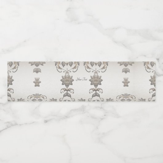 Silver Gold Floral Water Flasche Wasserflaschenetikett (Einzelnes Label)