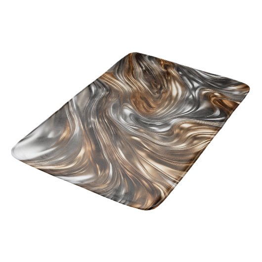 Silver & Gold Flow Moderne Badematte (Schrägansicht)