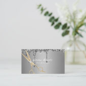 Silver Gold Friseur Gradient Glitzer Moderner Visitenkarte (Stehend Vorderseite)