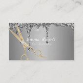 Silver Gold Friseur Gradient Glitzer Moderner Visitenkarte (Vorderseite)