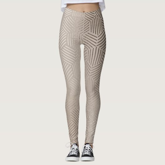 Silver/Gold Geometric Designer Frauen Leggings (Vorderseite)