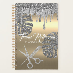 Silver Gold Glam Glitzer Hair Salon Planner Planer