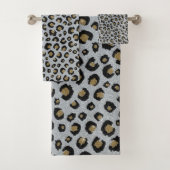 Silver Gold Glitzer Black Leopard Print Badhandtuch Set (Insitu)