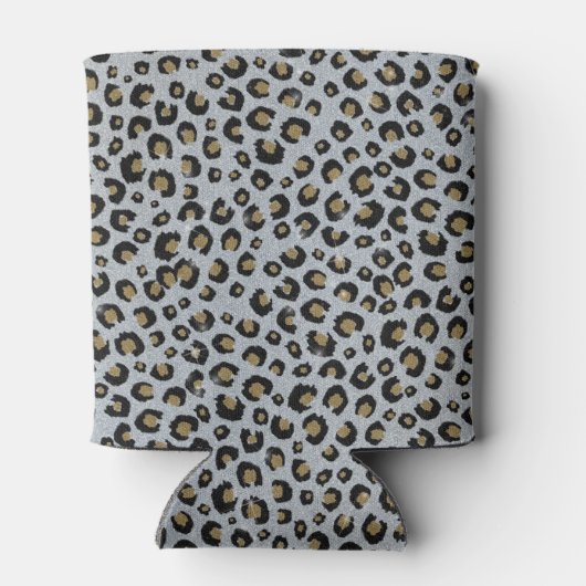 Silver Gold Glitzer Black Leopard Print Dosenkühler (Rückseite)