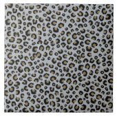 Silver Gold Glitzer Black Leopard Print Fliese (Vorderseite)