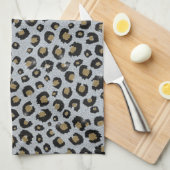 Silver Gold Glitzer Black Leopard Print Geschirrtuch (Viertel Falte)
