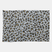 Silver Gold Glitzer Black Leopard Print Geschirrtuch (Horizontal)