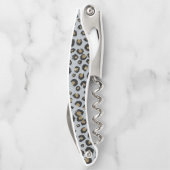 Silver Gold Glitzer Black Leopard Print Kellnermesser (Rückseite)