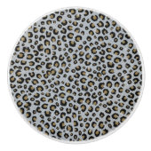 Silver Gold Glitzer Black Leopard Print Keramikknauf (Vorderseite)