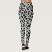 Silver Gold Glitzer Black Leopard Print Leggings (Rückseite)