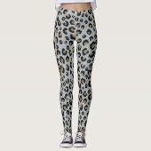 Silver Gold Glitzer Black Leopard Print Leggings (Vorderseite)