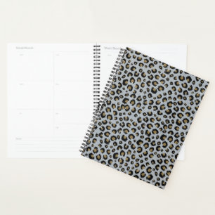 Silver Gold Glitzer Black Leopard Print Planer