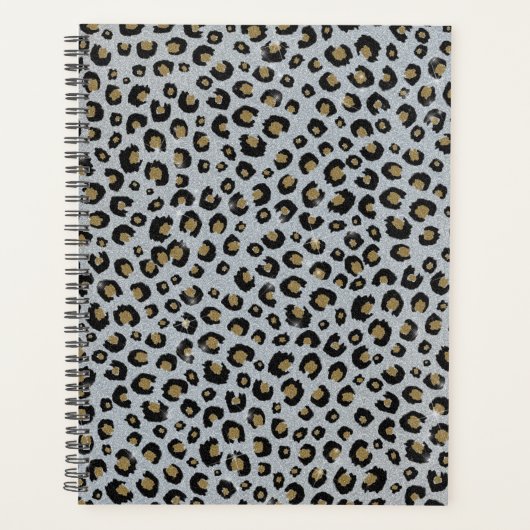 Silver Gold Glitzer Black Leopard Print Planer (Vorderseite)