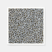 Silver Gold Glitzer Black Leopard Print Serviette (Vorderseite)