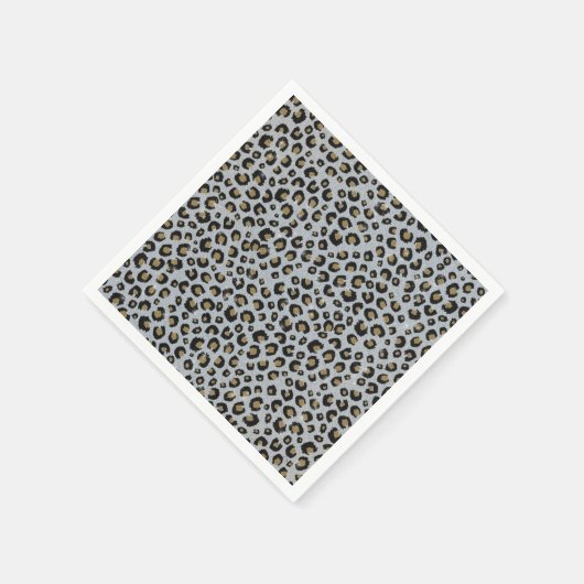 Silver Gold Glitzer Black Leopard Print Serviette (Ecke)