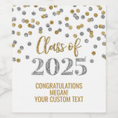 Silver Gold Glitzer Class 2025 Abschluss Weinetikett (Einzelnes Label)