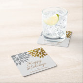 Silver Gold Glitzer Floral Happy Ferien Rechteckiger Pappuntersetzer (Vor Ort)