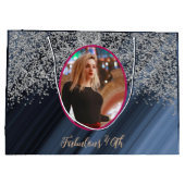 Silver & Gold Glitzer Red Balloon & Foto Große Geschenktüte (Rückseite)