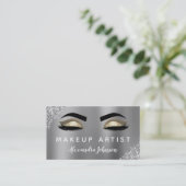 Silver Gold Glitzer Sparkle Makeup Artist Visitenkarte (Stehend Vorderseite)