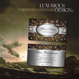 Silver Gold Glitzer Sparkle Stars Diamonds Graphic Visitenkarte