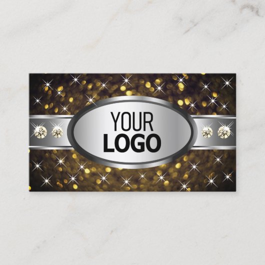 Silver Gold Glitzer Sparkle Stars Juwelen mit Logo Visitenkarte (Vorderseite)