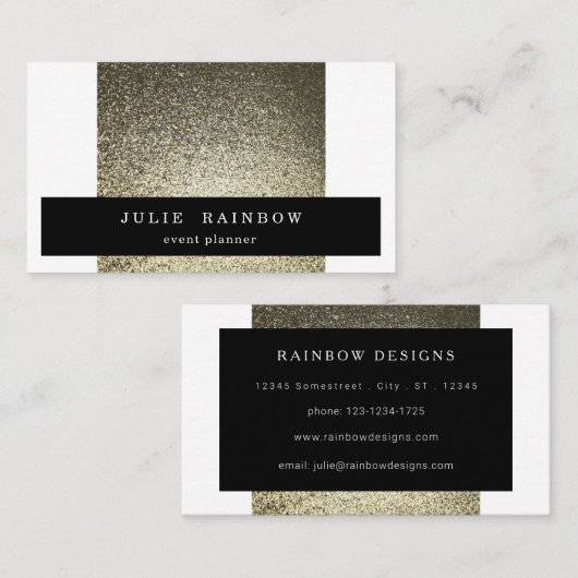 Silver Gold Glitzer V3 Moderner Trendy Event Plane Visitenkarte (Vorne/Hinten)