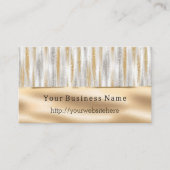 Silver Gold Glitzy Stripes Business name website Visitenkarte (Vorderseite)