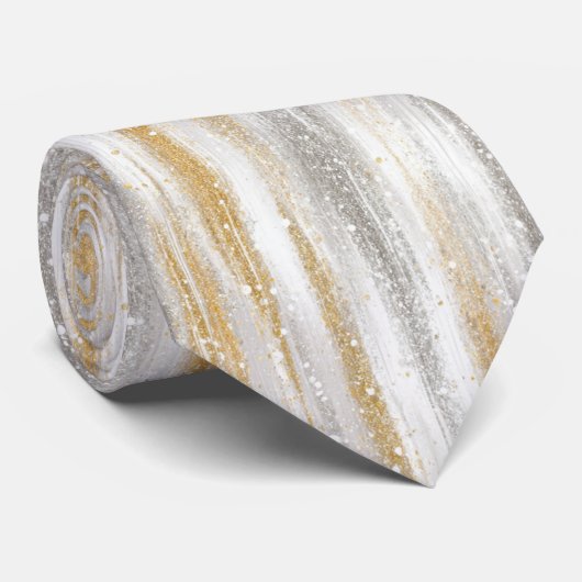 Silver Gold Glitzy Stripes Krawatte (Gerollt)