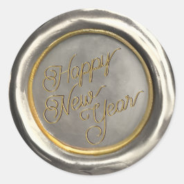 Silver & Gold Happy New Year Wax Siegel Stickers